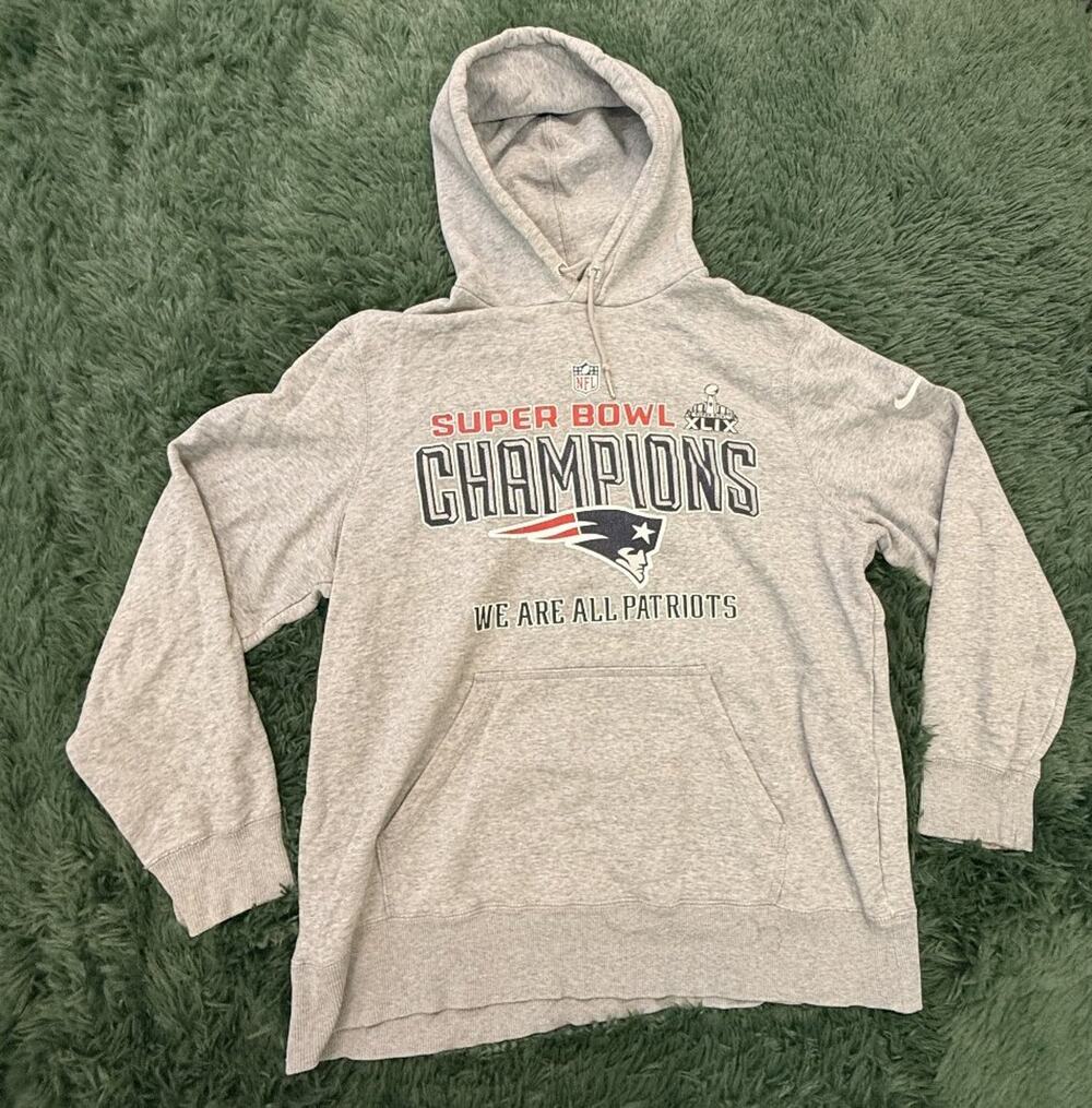 Nike New England Patriots Super Bowl XLIX Champions Hoodie Men's Grey